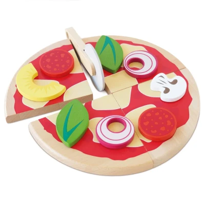 Abbildung von Le Toy Van Honeybake Rollenspiel Pizzaset aus Holz für Kinder Küchenzubehör Lebensmittel