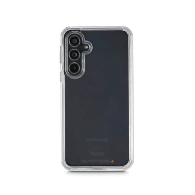 Abbildung von Handyhülle „Extreme Protect“ für Samsung Galaxy S23 FE (Bumper D3O lizenziert, stoßfest, sturzsicher und bruchsicher, durchsichtige Hülle ohne Vergilben, Case induktives Laden) transparent