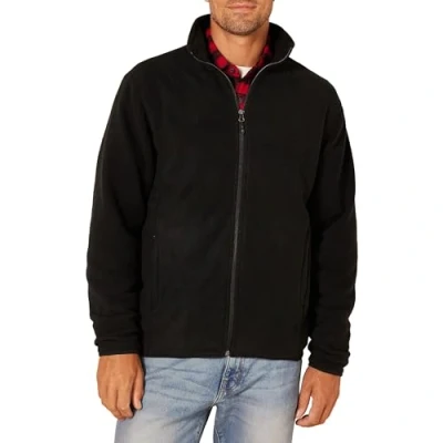 Abbildung von Amazon Essentials Herren Fleecejacke mit durchgehendem Reißverschluss (in Big und Tall erhältlich), Schwarz, M