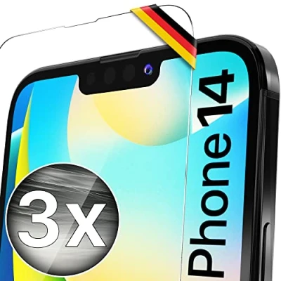 Abbildung von UTECTION 3X Schutzglas Folie für iPhone 14 Kinderleichte Anbringung Hochwertiger Displayschutz 9H aus Glas Perfekte Schutzfolie Vorne Hüllen &amp; Cases 3 Stück…