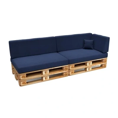 Abbildung von POKAR Palettenkissen Palettenauflagen mit abnehmbarem Bezug Palettenmöbel Palettensofa 6er Set: Sitzkissen 120x80 + Rückenlehne 120x40, Dunkelblau