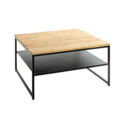 Abbildung von HAKU Möbel Couchtisch Eiche, schwarz, Massivholz, Metall Maße: B 70 cm x H 40 T cm, Style: Modern