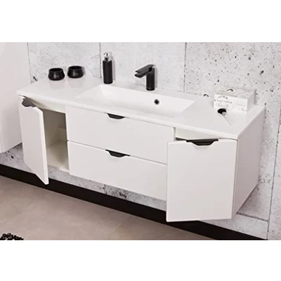 Abbildung von Quentis Badmöbel Victor 120 cm, Waschplatzset 2 teilig, Waschbecken und Waschbeckenunterbau (aufgebaut), (weiß matt)