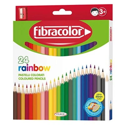 Abbildung von FIBRACOLOR Rainbow Federmäppchen 24 Buntstifte Sechskant feine Spitze