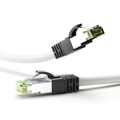 Abbildung von Goobay 55132 RJ45 Patchkabel mit CAT 8.1 S/FTP Rohkabel / Gaming PS5 Playstation 5 2.000 MHz OFC LAN Kabel 25 Meter Netzwerkkabel LSZH Weiß 25m