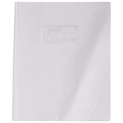 Abbildung von Clairefontaine 72114C Heftumschlag / Heftschoner Hefthülle Calligraphe mit Feinkörnung und Lederoptik, 17x22 cm, Etikettenhalter, aus PVC blickdicht strapazierfähig, Weiß, 1 Stück