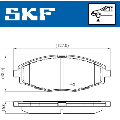 Abbildung von SKF VKBP 80532 Bremsbelagsatz nicht für Verschleißwarnanzeiger vorbereitet CHEVROLET: Matiz, DAEWOO: Lanos Limousine, Schrägheck