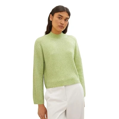 Abbildung von TOM Tailor Denim MOCK NECK Strickpullover, Damen, Größe: XXL, Dusty pear green melange