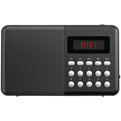 Abbildung von auvisio Mini Radio Bluetooth: FM Taschenradio, Bluetooth, MP3 Player, Display, USB, microSD &amp; Akku (Radio mit USB Stromversorgung, Kleines Taschenlampen)