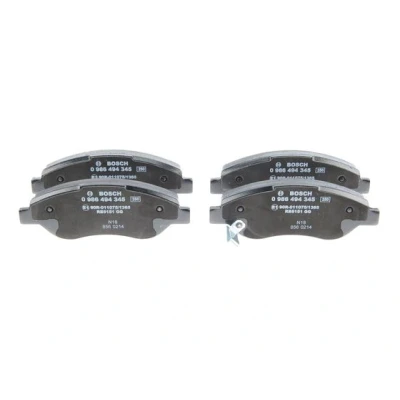 Abbildung von BOSCH 0 986 494 345 Bremsbelagsatz Low Metallic mit akustischer Verschleißwarnung Anti Quietsch Blech OPEL: Corsa D Schrägheck