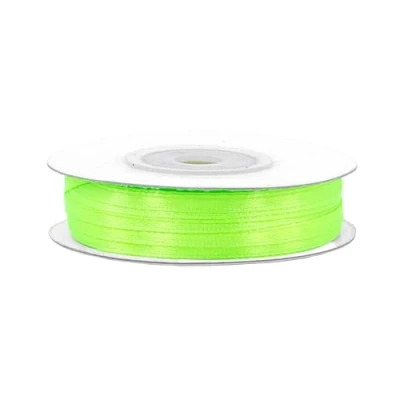 Abbildung von Satinband 3mm x 50m Rolle FARBAUSWAHL in 3/6/12/18/25/38/50/75/100mm farbecht &amp; waschbar Schleifenband für Ostern Geschenkband zum Verpacken Dekorieren Basteln Hellgrün Neon 556