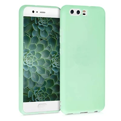 Abbildung von kwmobile Hülle kompatibel mit Huawei P10 weiches TPU Silikon Case Cover geeignet für kabelloses Laden Mintgrün matt