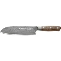 Abbildung von F. DICK Santoku DarkNitro 18 cm geschmiedet, rostfrei, Klinge extra scharf, 61 HRC, Kochmesser Hammerschlag &amp; Eichenholzgriff Spezialstahl Küchenmesser Profi Messer Made in Germany 81142182