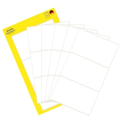 Abbildung von AVERY Zweckform 3084 Haushaltsetiketten selbstklebend (66x38 mm, 18 Aufkleber auf 6 Bogen, Vielzweck Etiketten für Haushalt, Schule und Büro zum Beschriften Kennzeichnen) blanko, weiß