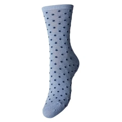 Abbildung von PIECES Damen Pcsebby Glitter Long 1 pack Pattern Noos, Deep Lagoon/Detail:SMALL DOT IN WOODROSE, Einheitsgröße