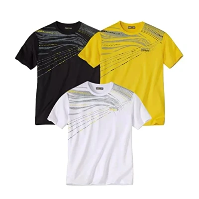 Abbildung von ATLAS FOR MEN 3er Pack Herren T Shirt mit Rundhalsausschnitt Männer Funktionsshirt Shirts Kurzarm Sportshirt In großen Größen erhältlich