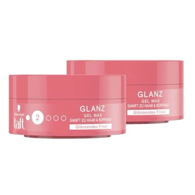 Abbildung von Schwarzkopf TAFT Gel Wax Strahlender Glanz (2x 75ml), Haarwax für glänzendes Finish, schonend Haar und Kopfhaut, veganes, Haarstyling Gelwax