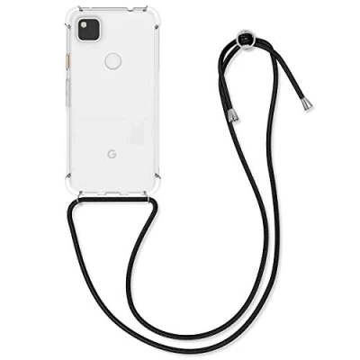 Abbildung von kwmobile Necklace Case kompatibel mit Google Pixel 4a Hülle Silikon Cover Handykette Band Handyhülle Transparent