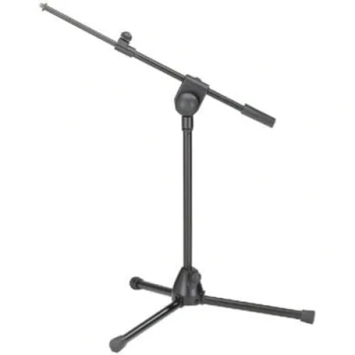 Abbildung von MONACOR MS 20/SW Mikrofon Bodenstativ, Mikrofonständer mit längenverstellbarem, schwenkbarem Ausleger und trittschallgedämpften Klappfüßen, Gewinde 9 mm (3/8&quot;), in Schwarz