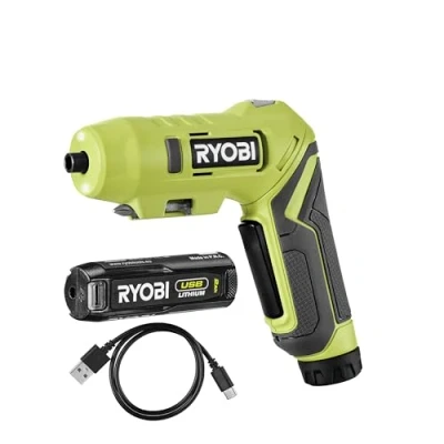 Abbildung von RYOBI 4 V USB LITHIUM Akku Knickschrauber RSDP4 120G, max. Drehmoment 5 Nm, inkl. 1 x 2,0 Ah und C Ladekabel