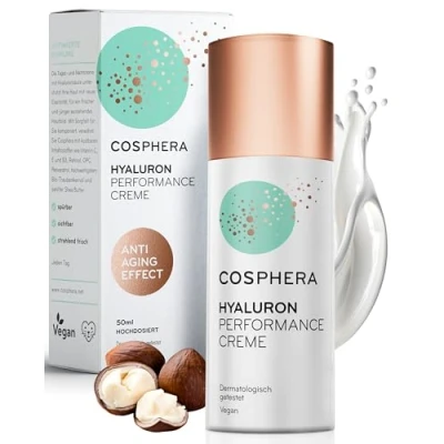 Abbildung von Cosphera Anti Aging Creme Hyaluron Performance 50 ml vegane Tages und Nachtc, Feuchtigkeitsspendende