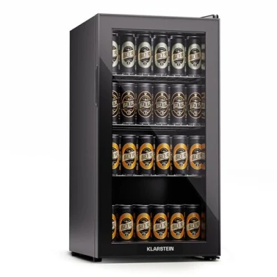 Abbildung von Klarstein Getränkekühlschrank HEA Bersafe 74 bl 10045534A, 84 cm hoch, 43 breit, Bier Hausbar Flaschenkühlschrank Glastür