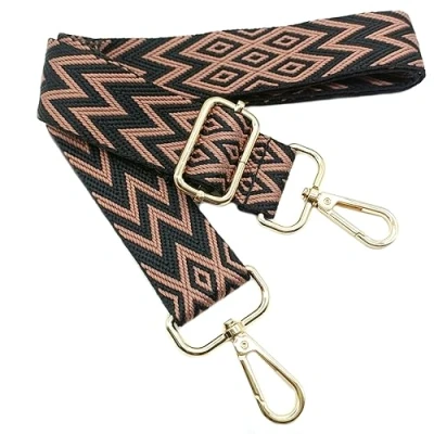 Abbildung von Verstellbarer Schultergurt Tasche Schwarz Rosa, Taschengurte zum Wechseln, Taschengurt Breit mit Karabiner Gold, 80 130 cm Tragegurt für Damen Schulterriemen, Moderne Handtasche, 3.8cm, 710