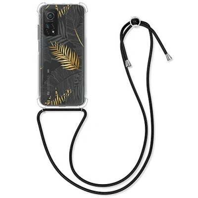 Abbildung von kwmobile Necklace Case kompatibel mit Xiaomi Mi 10T / Pro Hülle Silikon Cover Handykette Gold Grau Transparent Dschungel