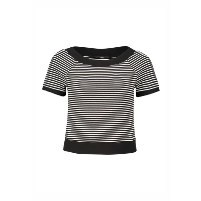 Abbildung von zero Streifen MIT Raglan ÄRMEL Tshirt print, Damen, Größe: 34, Blackcream