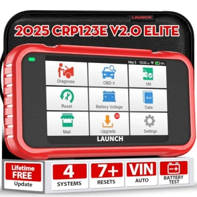 Abbildung von Launch CRP123E V2.0 OBD2 Diagnosegerät Auto Auslesegerät Kfz Codeleser für Motor,ABS,SRS, Automatik Getriebe,7 Resets: ABS Blutung/Öl/SAS/Throttle/DPF/EPB/Battery Reset, lebenslanges Upgrade,FCA
