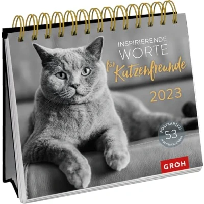 Abbildung von Inspirierende Worte für Katzenfreunde 2023: Wochenkalender zum Aufstellen, Tischkalender mit Spiralbindung und 53 Postkarten Heraustrennen