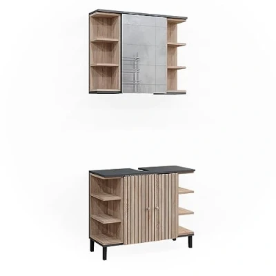 Abbildung von Vicco Badmöbel Set Aquis, Sonoma/Anthrazit, 2 Teile, (2 St., er Set)