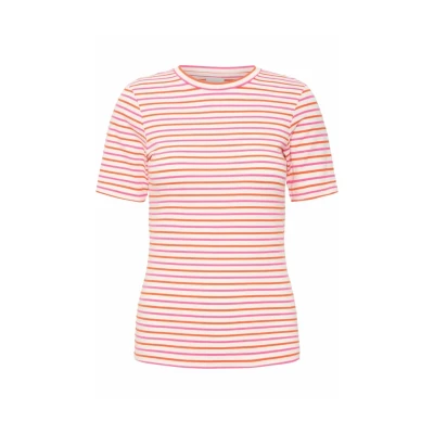 Abbildung von ICHI MIRA Tshirt print, Damen, Größe: Large, Cloud dancer w. pink yarrow