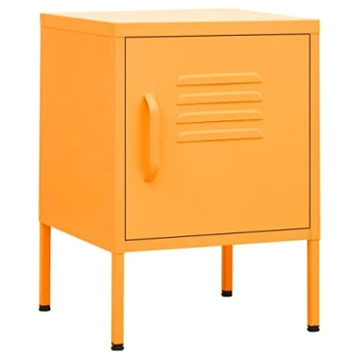 Abbildung von vidaXL Nachttisch 1 Regalboden Schloss Modern Nachtschrank Nachtkonsole Nachtkommode Schlafzimmer Schrank Kommode Senfgelb 35x35x51cm Stahl