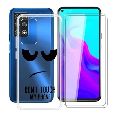 Abbildung von HGJTF Hülle für Hafury GT20 (6.4&quot;) + 2 Stück Gehärtetes Glas, Handyhülle Transparent Silikon TPU Bumper Cover Schutzhülle Glas Film DUO5