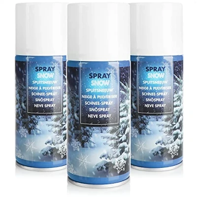 Abbildung von com four® 3X Kunstschnee Spraydose mit Dekoschnee Schneespray zum Dekorieren zu Weihnachten (03 Stück 150ml/Schnee)