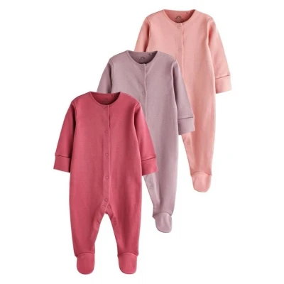 Abbildung von Next 3 PACK Cotton BABY Sleepsuits Strampler für Kinder, Größe: 62, Pink