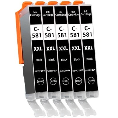 Abbildung von Supply Guy 5 Druckerpatronen XXL mit Chip kompatibel Canon CLI 581 Schwarz für TR7500 TR7550 TR8500 TR8550 TS6100 TS6150 TS6151 TS6300 TS6350 TS8100 TS8150 TS8151 TS8152 TS8350 TS9150 TS9155