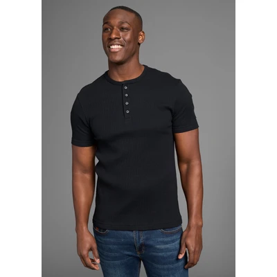 Abbildung von Bruno Banani Henleyshirt in elastischer Rippenqualität