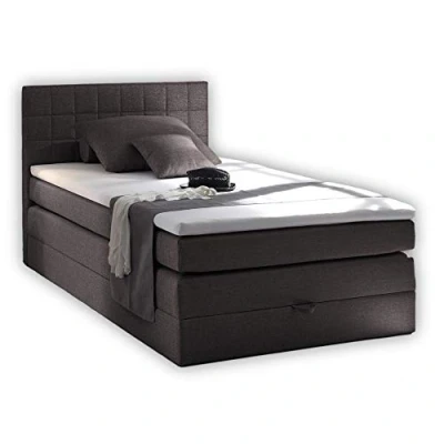 Abbildung von Stella Trading HAWAII 2 Boxspringbett 140x200 mit Bettkasten, Anthrazit Bequemes Bett 7 Zonen Federkern Matratze H2 H3 &amp; Komfortschaum Topper 141 x 107 209 cm (B/H/T)