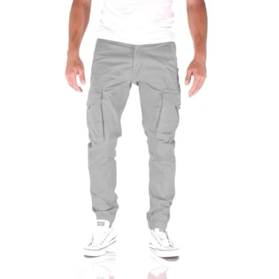 Abbildung von Herren Jack &amp; Jones Hose Cargo Jogger Pants Paul Flake AKM 542 Twill Gummibund, Farben:Hellgrau, Größe Hosen:29W / 34L