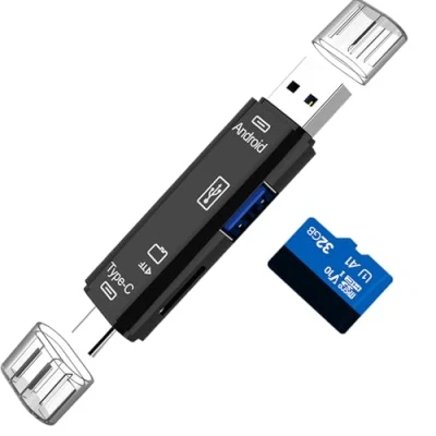 Abbildung von 5 in 1 SD Kartenleser, Dual Stecker Kartenlesegerät Card, Micro auf USB C OTG Adapter, für SD/MMC/Micro SD/TF/SDXC/SDHC/Micro SDHC/Micro SDXC, Kompatibel mit Android/Windows/Mac OS
