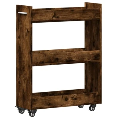 Abbildung von vidaXL Schrank mit Rollen Räuchereiche 60x22x79 cm Holzwerkstoff