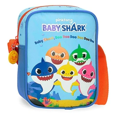 Abbildung von Baby Shark Family Umhängetasche Blau 15x20x6 cms Mikrofaser