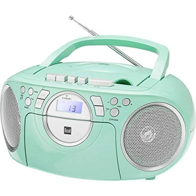 Abbildung von Dual 75404 P 70 Mint Kassettenradio CD UKW Radio Boombox Player Stereo Lautsprecher AUX Eingang Netz / Batteriebetrieb Tragbar
