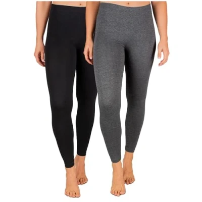 Abbildung von SES blickdichte Leggings Damen 2er Pack schwarz/anthrazit meliert (40/42) / Baumwolle/Leggins mit perfekter Passform und Komfort/Leggings Set für vielfältige Looks