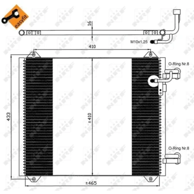 Abbildung von NRF EASY FIT 35362 Klimakondensator mit Dichtring 13,2 Aluminium 465 AUDI: A2