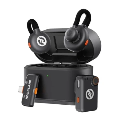 Abbildung von Hollyland Lark M2S Mini Combo (Kamera RX+Type C RX) Kabelloses Mikrofon für Kamera/iPhone/Android/Laptop, 7 g leicht, Titan Clip, 300 m Reichweite, Content Creators, Online Unterricht, Streaming