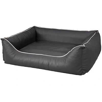 Abbildung von CopcoPet Hundebett Rocco Orthopädisch Grau 90 x 70 cm Wendebett aus pflegeleichtem Kunstleder Waschbar, bequem &amp; gelenkschonend Mit erhöhtem Rand Für mittelgroße Hunde, formstabil