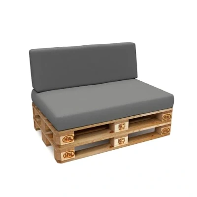 Abbildung von POKAR Palettenkissen Wasserdicht Palettenauflagen mit abnehmbarem Bezug Palettenmöbel Palettensofa 2er Set: Sitzkissen 120x80 + Rückenlehne 120x40, Grau